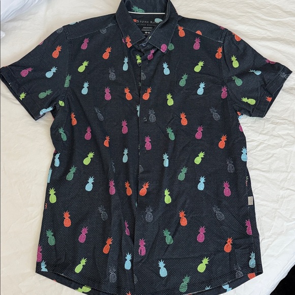 Stone Rose Other - STONE ROSE Navy w/Pineapple Print Short Sleeve Shirt sz L